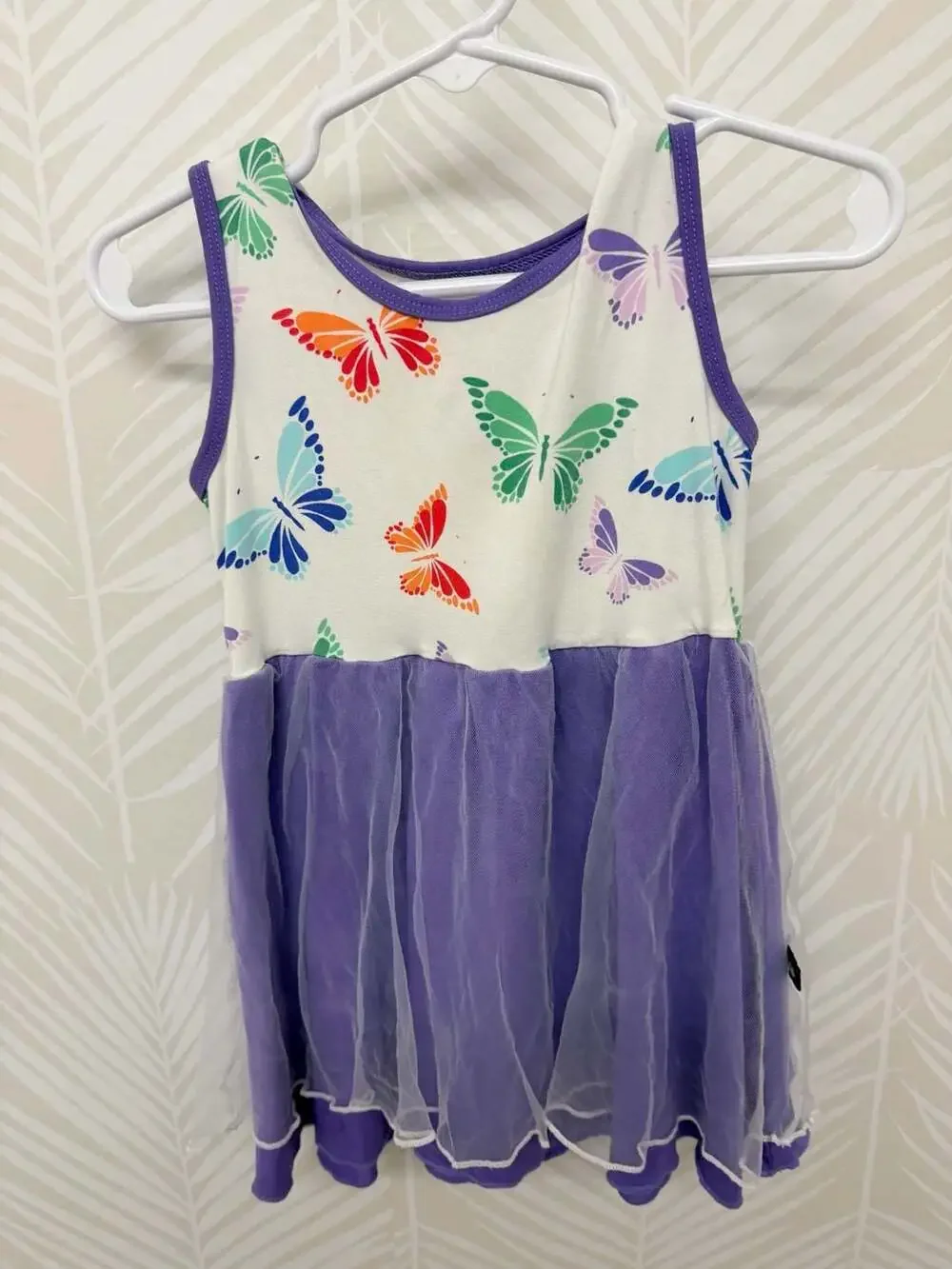 Sweet Bamboo Toddler Girls Butterfly Print Purple Tulle Dress Size 2 Years